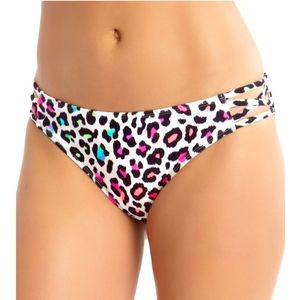 California Waves White Animal-Print Hipster Bikini Swim Bottom Md